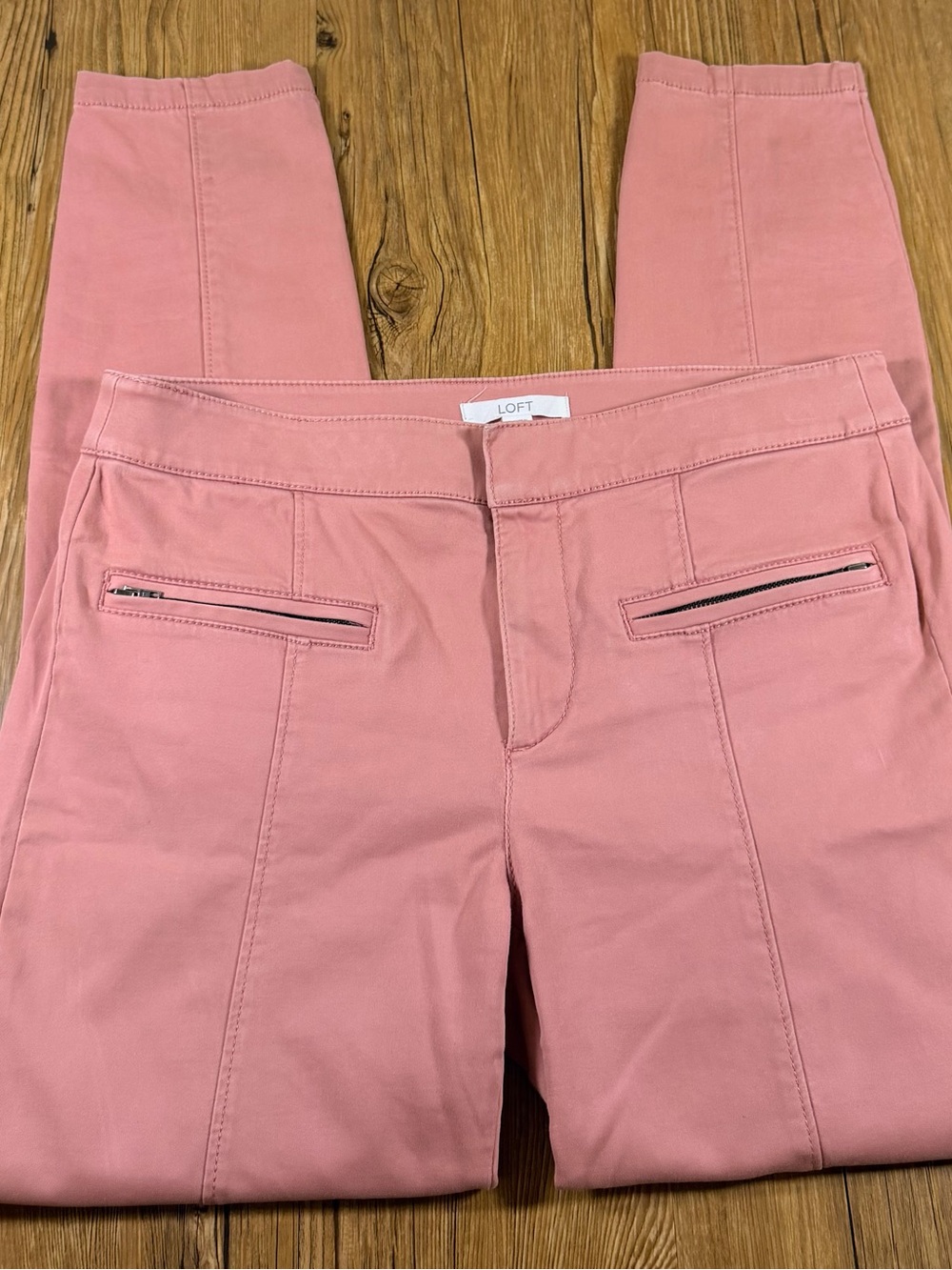 LOFT Womens Size 6 Pink Skinny Ankle Pants Zipper Pockets Stretch Career